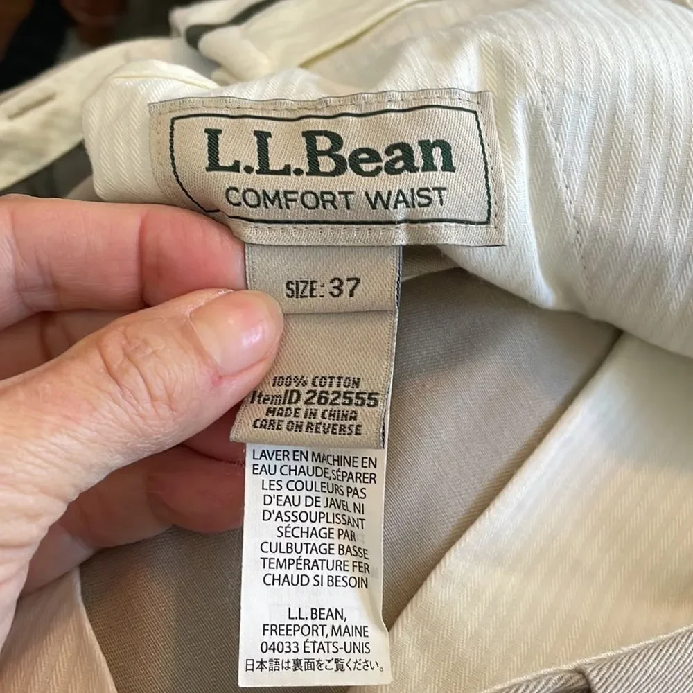 L.L. Bean Comfort Waist Belt cotton khaki flat front pants‎
